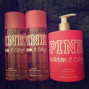 PINK Warm & Cozy body spray and lotion